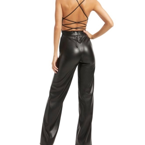 Good American Vacay Faux Leather Jumpsuit